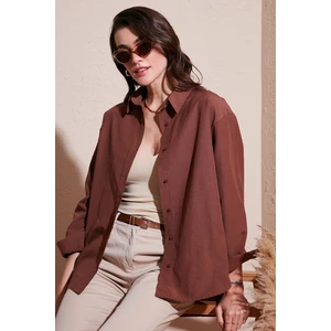 Pamuklu Regular Fit Önü Kısa Arkası Uzun Oval Kesim Gömlek Kadın Gömlek CF25S163867