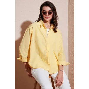 Pamuklu Regular Fit Önü Kısa Arkası Uzun Oval Kesim Gömlek Kadın Gömlek CF25S163867