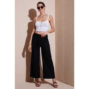 Belden Bağlamalı Rahat Kesim Krinkıl Kumaş Pantolon Bayan Pantolon 5869016