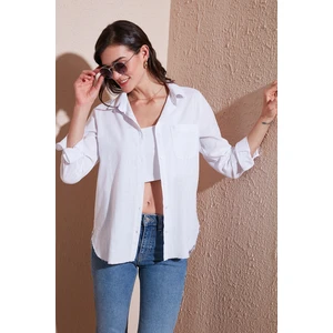 Pamuklu Regular Fit Cepli Gömlek Kadın Gömlek CF25S16992
