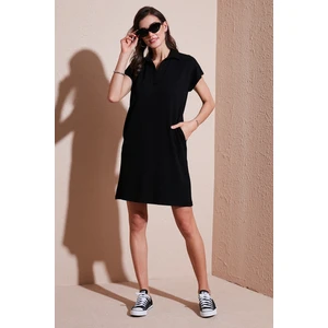 Regular Fit Polo Yaka Mini Elbise Bayan Elbise 5866153