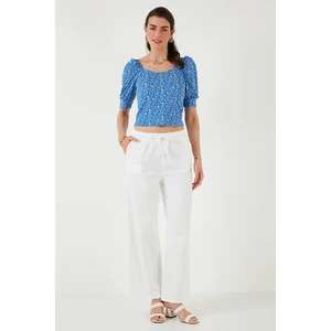 Pamuklu Relaxed Fit Yüksek Bel Bol Paça Pantolon Bayan Pantolon 668yp5118