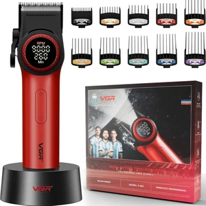 Vgr 001 Profesyonel  Berberler Için Karbon Çelik Bıçak Saç Kesme Makinesi 9000RPM, LED Ekran