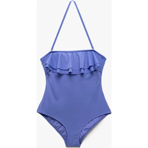 Astarlı Dar Kalıp Çıkarılabilir Askı Detaylı Fırfırlı Straplez Mayo