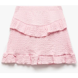 Fırfır Detaylı Dokulu A Kesim Mini Etek