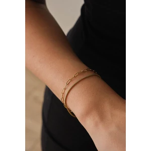 By Florya Jewelry Çelik 2'li Kombin Ataç ve İnce İtalyan Zincir Bileklik Minimal Kararmaz 17+4 cm