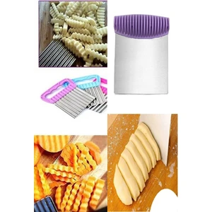 Desen Saplı Spatula Hamur Kesici + Şekilli Patates Cips Kesici Ve Sebze Meyve Doğrayıcı