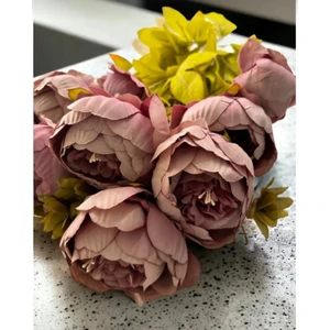 Yapay Marsilya Gül Kurusu 8 Kafa 50  cm  Gül Buketi Vazo Saksı Sevgililer Günü Cicegi