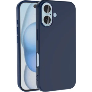 Caseworld Apple iPhone 16 Plus ile Uyumlu Kapak Içi Kadife Lansman Silikon Kılıf - Lacivert