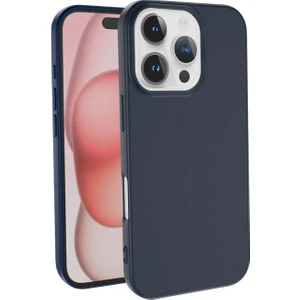 Caseworld Apple iPhone 16 Pro ile Uyumlu Kapak Içi Kadife Lansman Silikon Kılıf - Lacivert