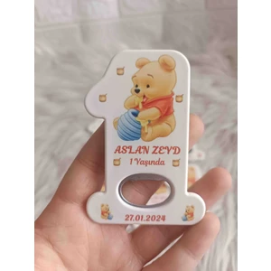 25 Adet Winnie The Pooh 1 Rakam Açacak Magnet Yenidoğan Doğum Günü Hediyelik
