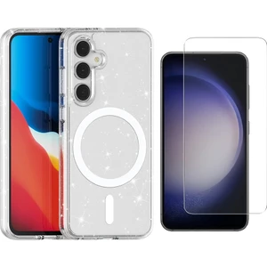 Galaxy S24 FE Kılıf Magsafe Şarj Özellikli Parlayan Simli Saydam Renkli Zore Allstar Kapak+ Nano Ekran Koruyucu