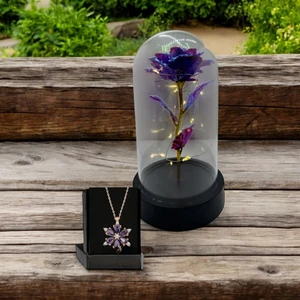 Masalsı Concept Sevgiliye Özel Kutu Dekoratif LED Işıklı Solmayan Sonsuzluk Gülü ve Sevgiliye Hediye Kelebek Kolye