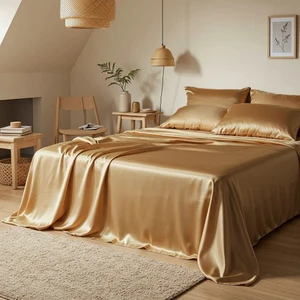 Gold Ipek Saten Nevresim Takımı Çift Kişilik