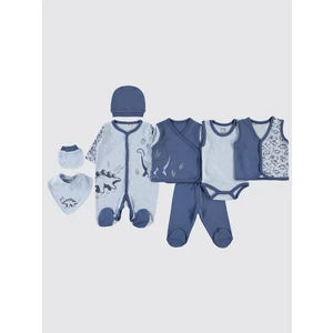 Civil Baby Erkek Bebek 8'li Zıbın Takımları 0-1 Ay Indigo