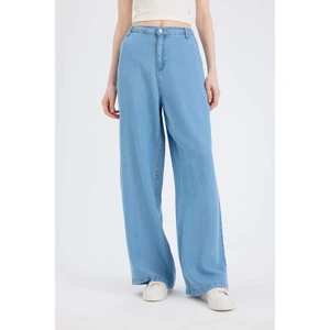 Pull On Wide Leg Yüksek Bel Uzun Tensel Yıkamalı Pantolon