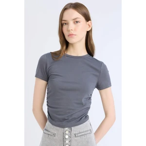 Fitted Bisiklet Yaka Basic Düz Modal Kısa Kollu Tişört E4519AX25SP