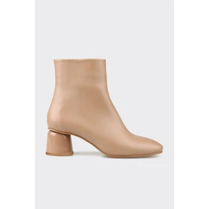 Naturel Deri Kadın Klasik Bot