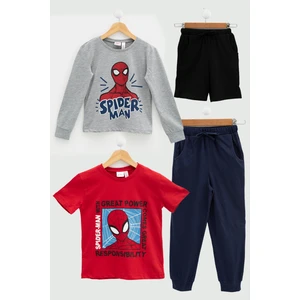 For You Kids 4'lü Spider-Man Tshirt Şort Pantolon Takım