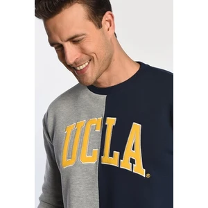REDDLEY Lacivert Bisiklet Yaka Aplikeli Şardonlu Standard Fit Erkek Sweatshirt