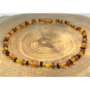 Damla Kehribar Oval Bebek Çocuk Kolyesi Multicolor