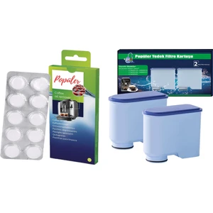 Kahve Makinesi Bakım Seti | 2’li Aquaclean Su Filtresi + 10’lu Yağ Çözücü Tablet (Ekonomik Paket!) Uyumlu