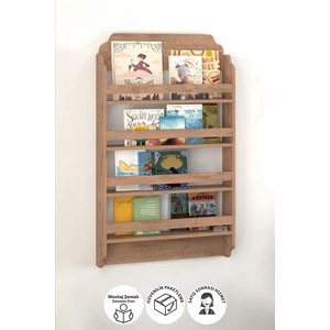 4 Raflı Montessori Kitaplık Eğitici Çocuk Kitaplığı Çocuk Odası Kitaplığı Pella Çam