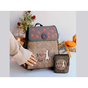 Hoodie Mouse Tilki Figürlü Kapaklı Sırt Çantası Siyah, Cüzdan Yesil Etnik Bohem Style Kombin