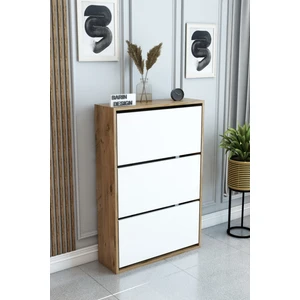 Barin Design 3 Raflı Ayakkabılık Düşer Kapak Kayar Kapak Vestiyer Portmanto Katlı Bölmeli Kapı Önü Modern