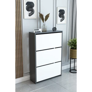 Barin Design 3 Raflı Ayakkabılık Düşer Kapak Kayar Kapak Vestiyer Portmanto Katlı Bölmeli Kapı Önü Modern