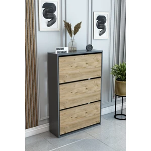 Barin Design 3 Raflı Ayakkabılık Düşer Kapak Kayar Kapak Vestiyer Portmanto Katlı Bölmeli Kapı Önü Modern