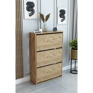 Barin Design 3 Raflı Ayakkabılık Düşer Kapak Kayar Kapak Vestiyer Portmanto Katlı Bölmeli Kapı Önü Modern