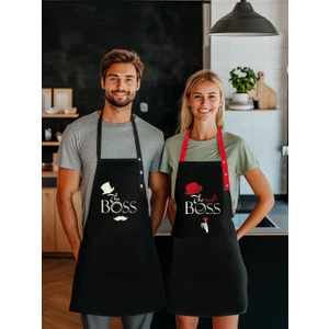 Kumaş Mutfak Önlüğü Seti 2'li Leke Tutmaz Su Itici %65 Pamuk %35 Polyester Boss - Real Boss Patron Önlük