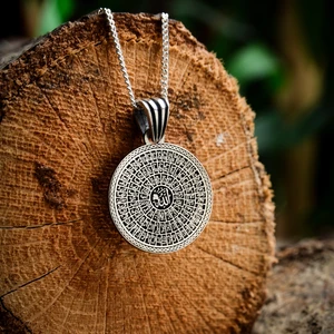 Ebrar Silver Gümüş Esmaül Hüsna Kolye 925 Ayar Gümüş Allah'ın 99 Ismi Yazılı Mat Esma-Ül Hüsna Unisex Kolye