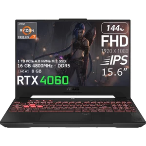Tuf Gaming A15 FA507NOR-LP109 Amd Ryzen 7 7435HS 16GB 1tb SSD Rtx 4060 (140W) 15.6" 144Hz IPS Panel Fhd Windows 11 Pro Taşınabilir Bilgisayar
