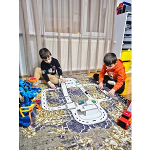 Oyuncak Araba, Araç Parkuru -Eğitici ve Eğlenceli Yol Yapım Ahşap Oyuncak - Yarış Pisti X-Large