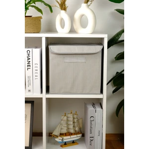 Rope Home Gri Çizgili Kapaklı Düzenleme ve Saklama Kutusu Düzenleyici 30 x 30 x 30