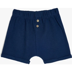 Beli Lastikli Düğme Detaylı Pamuklu Şort