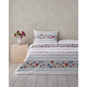 English Home Blossom Bands Pamuklu Çift Kişilik Nevresim Seti 200 x 220  cm  Kırmızı - Mavi