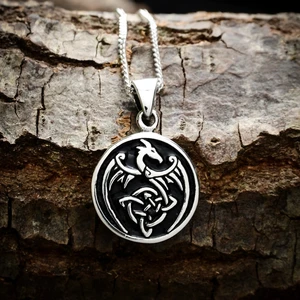 Ebrar Silver Gümüş Ejderha Kolye 925 Ayar Gümüş Ejderha Figürlü Madalyon Kolye Ejder Unisex Kolye