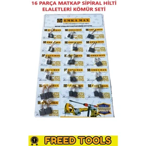 Freed Tools Matkap Sipiral Hilti El Aletleri Kömür Seti 16 Parça Matkap Kömürü Set Tamir Tadilat
