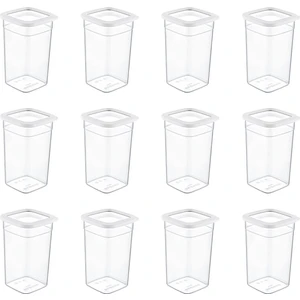 12'li Set Skali Kare Saklama Kabı Beyaz 1440 ml