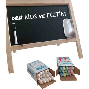 Küçük Boy Çift Taraflı Yazı Tahtası 15 Adet Beyaz 15 Adet Renkli Tebeşir Tahta Kalemi Silgisi Hediye