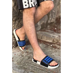 Unısex Mavi-Siyah Kaymaz Rahat Taban Deniz Plaj Havuz Banyo Günlük Terlik AQUA-8825
