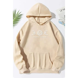 Only Trendwear Unisex Celestial Sun Moon Baskılı Sweatshirt