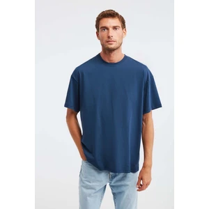 Jett Erkek Oversize Fit %100 Pamuk Kalın Dokulu Lacivert T-shirt