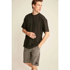 Jett Erkek Oversize Fit %100 Pamuk Kalın Dokulu Siyah T-shirt