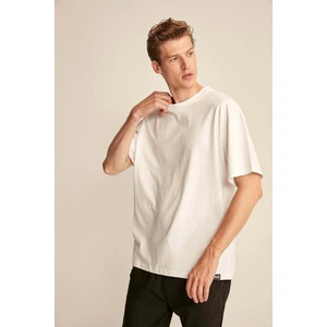 Jett Erkek Oversize Fit %100 Pamuk Kalın Dokulu Beyaz T-shirt