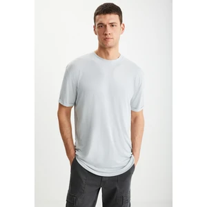 Oscar Erkek Comfort Fit Uzun Dökümlü Kumaş Açık Gri T-shirt