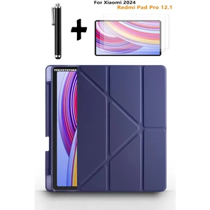 TEKNETSTORE Xiaomi Redmi Pad Pro 12.1 Uyumlu Kalem Bölmeli Standlı Kılıf + Ekran Koruyucu + Kalem 3'lü Set